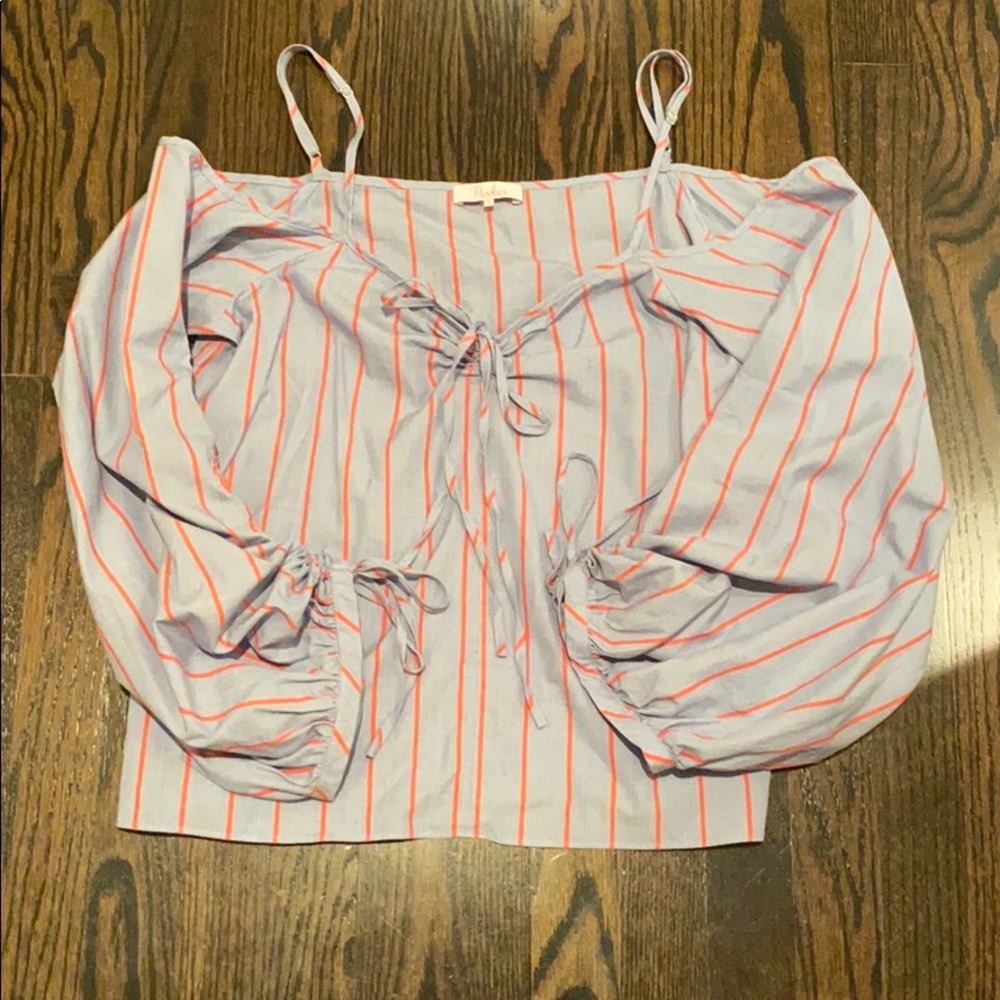 Parker blue and red striped top